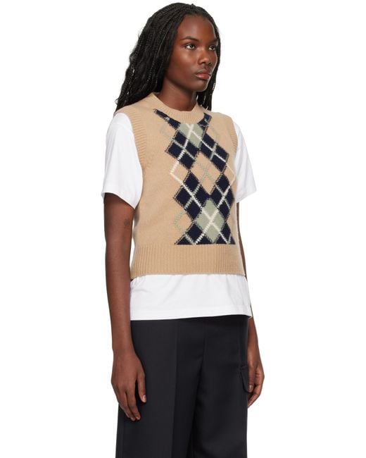 AMI Black Argyle Sleeveless Sweater