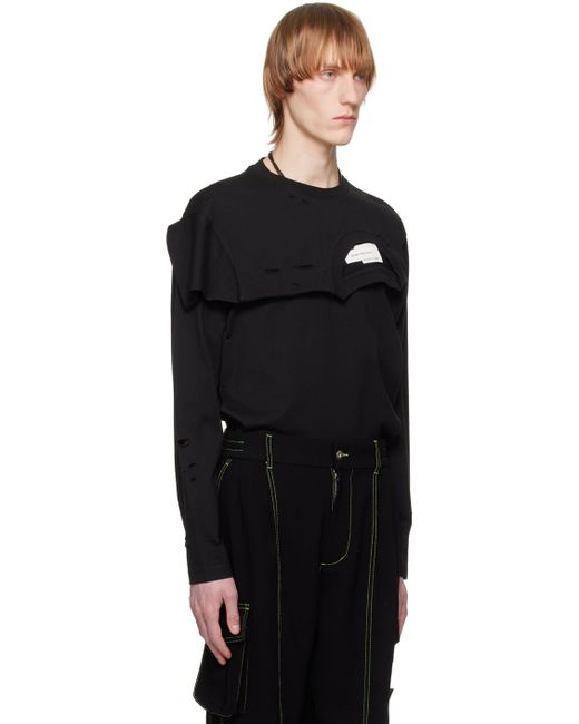 Feng Chen Wang Black Distressed Long Sleeve T-shirt for men