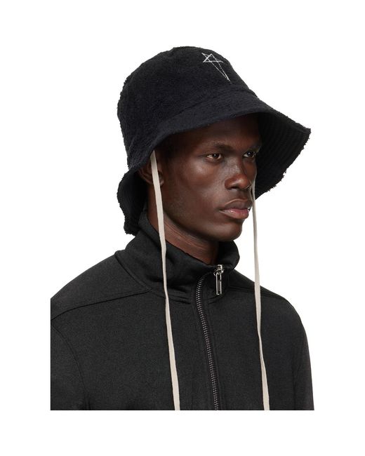 Rick Owens Black Temple Beach Hat for men