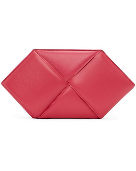 Bottega Veneta Red Pink Hexagonal Pouch