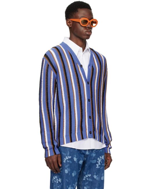 Cardigan bleu et blanc à rayures Marni pour homme en coloris Blue