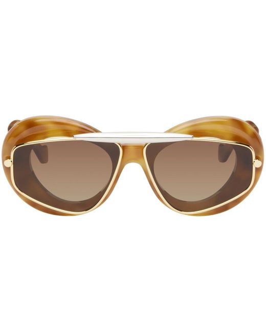 Loewe Black Tortoiseshell Wing Double Frame Sunglasses