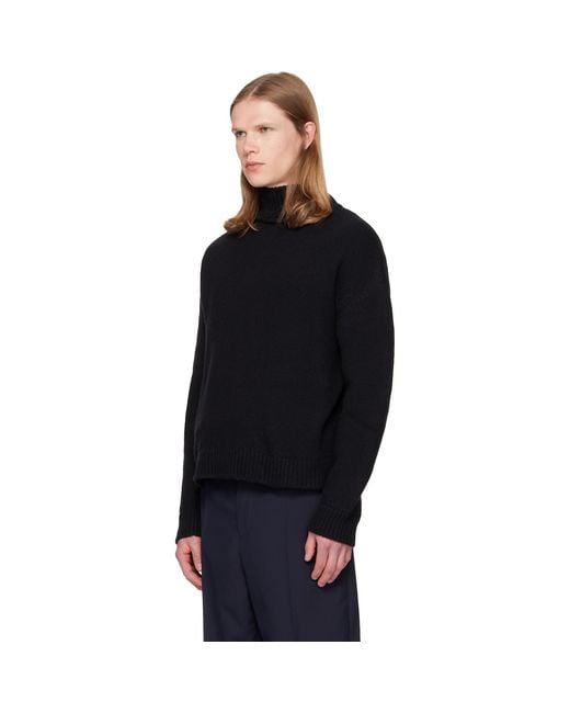 Jil Sander Black Wool & Cashmere Turtleneck for men