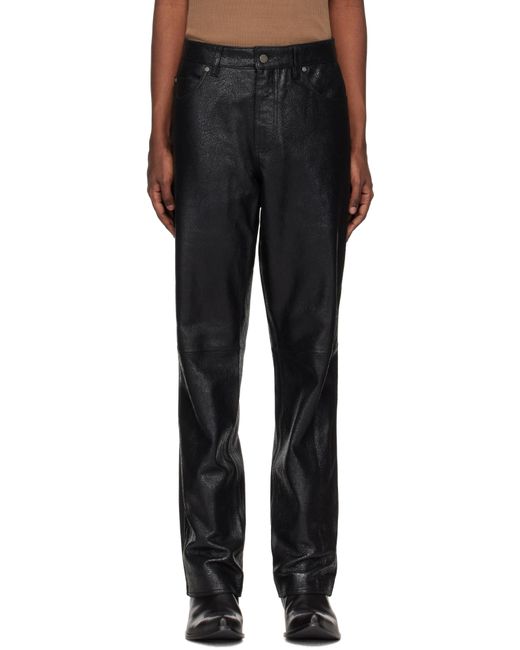 Guess Black Crackle Leather Pants for men