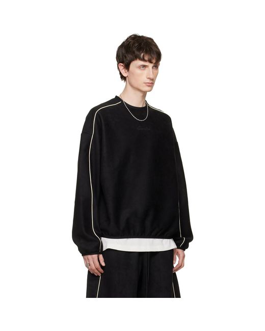 Fear Of God Black Signature Modern Crewneck Faux-Suede Sweatshirt for men