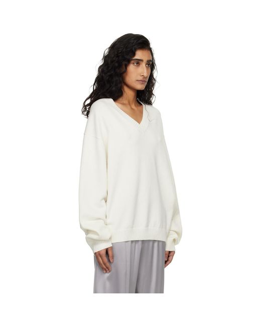 Skims White 'Sweater Knits' Pullover V-Neck Sweater