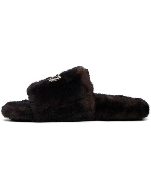 Balenciaga Black Furry Slides