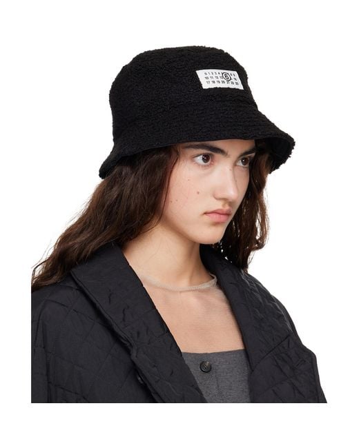 MM6 by Maison Margiela Black Teddy Nylon Reversible Bucket Hat