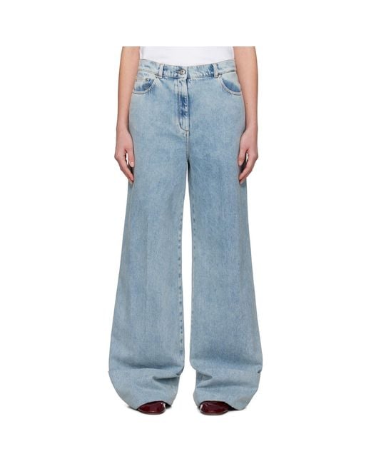 Lanvin Blue Wide-Leg Cuffed Jeans