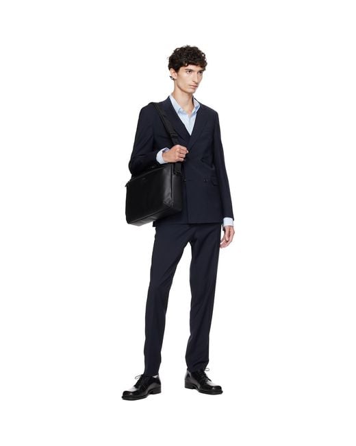 Boss Black Grained Faux-Leather Bag for men
