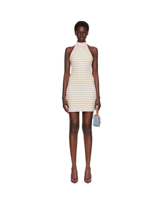 Amiri White Ma Striped Halter Minidress