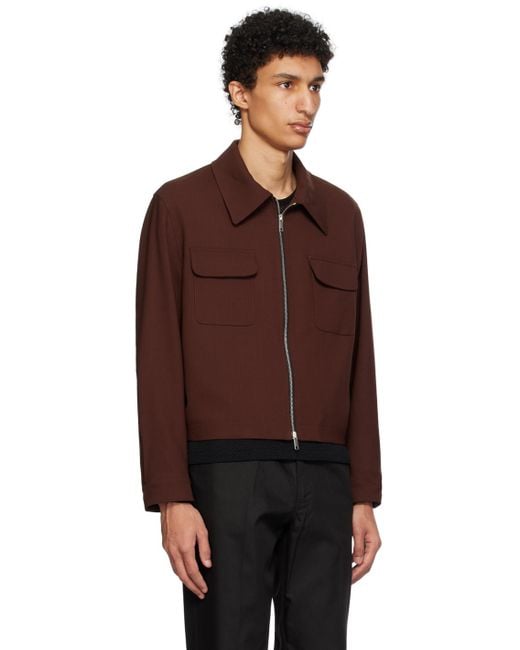 Second/Layer Brown Burgundy Decatito Jacket for men