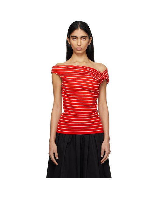 MSGM Red Striped Blouse