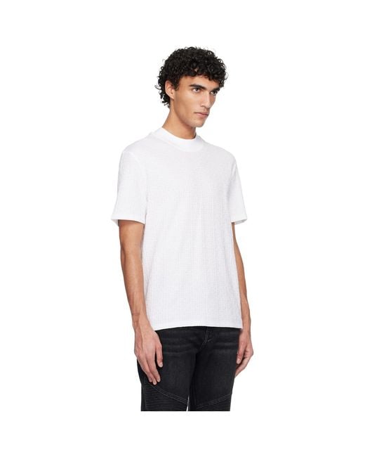 Balmain White Monogram Sponge T-Shirt for men