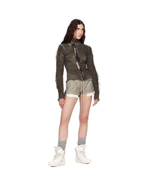 Rick Owens Multicolor Taupe Tower Fog Boxer Leather Shorts