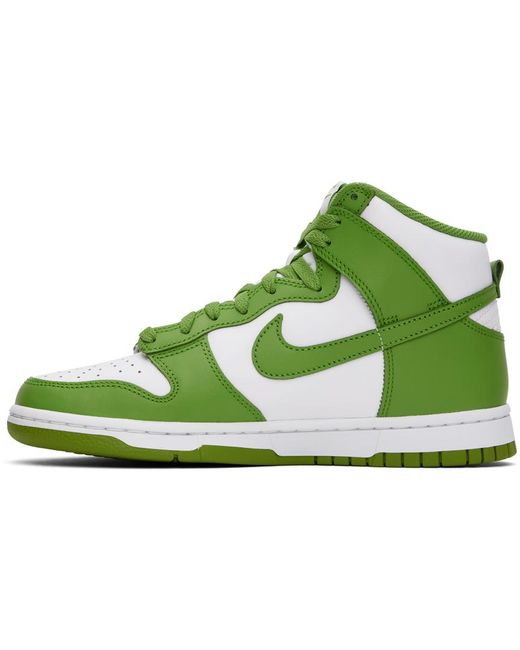 Nike White & Green Dunk High Retro Sneakers for men