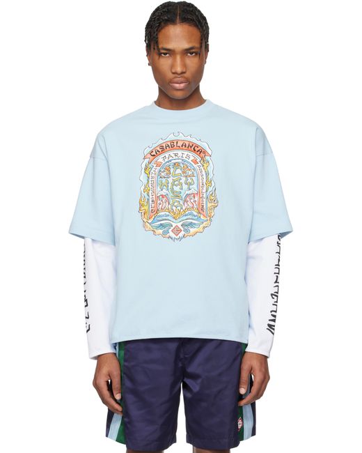Casablanca Gray 'Casa Way' Skate Double Layer T-Shirt for men