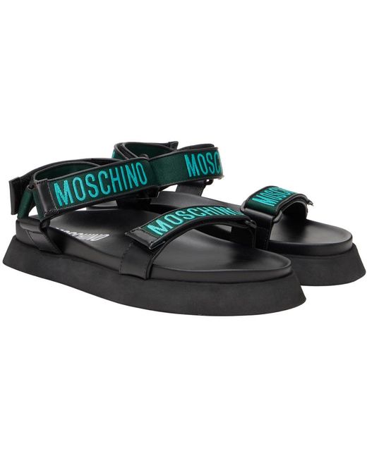 Sandales noires à logos Moschino pour homme en coloris Black