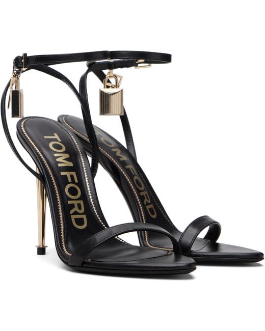 Tom Ford Black Padlock Pointy Naked Heeled Sandals