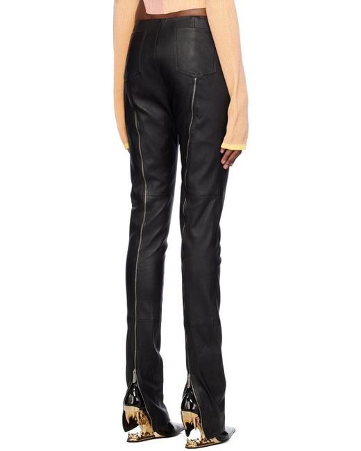 Gcds Black Multi-zip Leather Pants