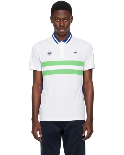 メンズ Lacoste Roland Garrosエディション ホワイト ポロシャツ Black