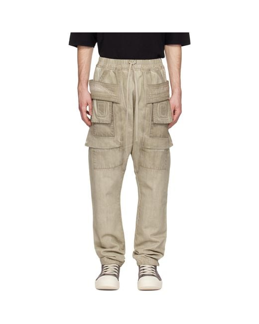 Rick Owens Natural Temple Creatch Denim Cargo Pants for men