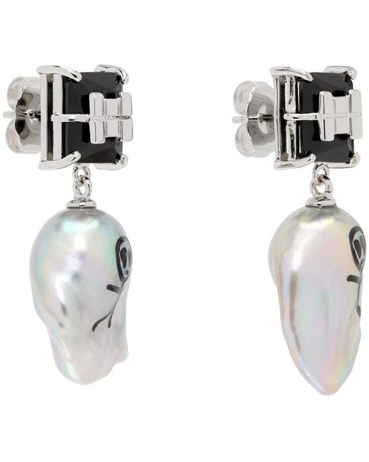 Jiwinaia White Alien Pearl Earrings