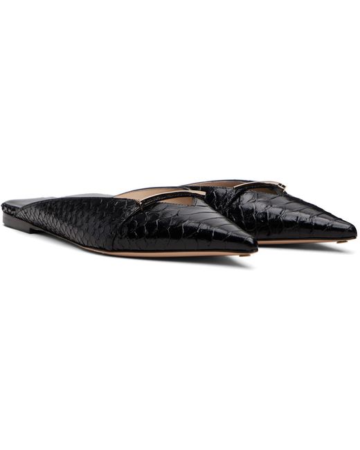 Tom Ford Black Printed Python Julianne Mule Flats