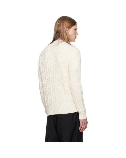 Polo Ralph Lauren White Off- Cable-Knit Cotton Sweater for men