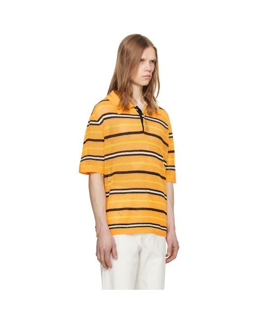 Zankov Orange Three-Button Polo for men