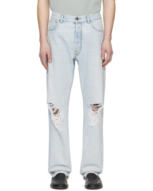 The Row White Blue Burted Jeans for men