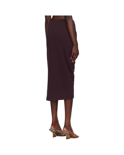 Dries Van Noten Burgundy Gathered Midi Skirt