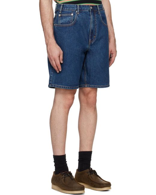 Thisisneverthat Blue Washed Denim Shorts for men