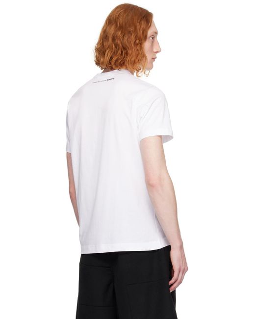 メンズ Comme des Garçons ホワイト ロゴプリント Tシャツ White