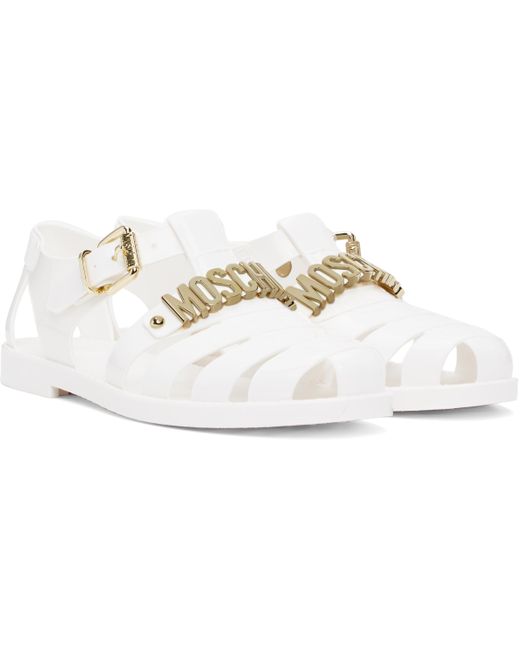 Moschino Black Jelly Lettering Logo Sandals