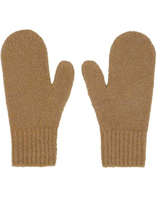 Acne White Tan Soft Mittens for men