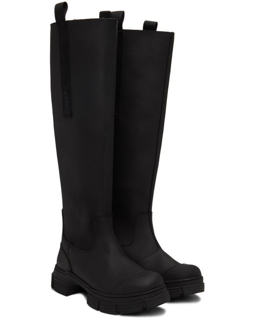 Ganni Black Recycled Rubber Country Boots