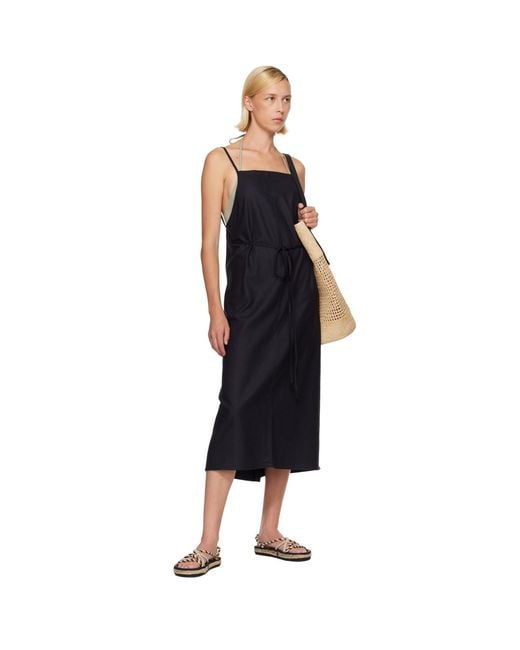 Baserange Black Yumi Apron Midi Dress