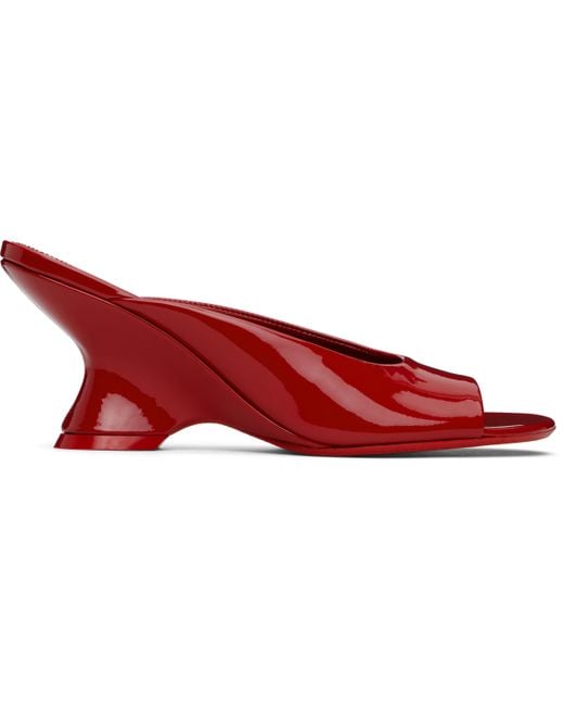 Dries Van Noten Red Open-Toe Leather Mules