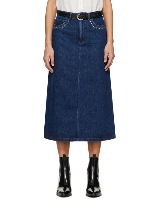 A.P.C. Blue . Indigo Redwood Denim Midi Skirt