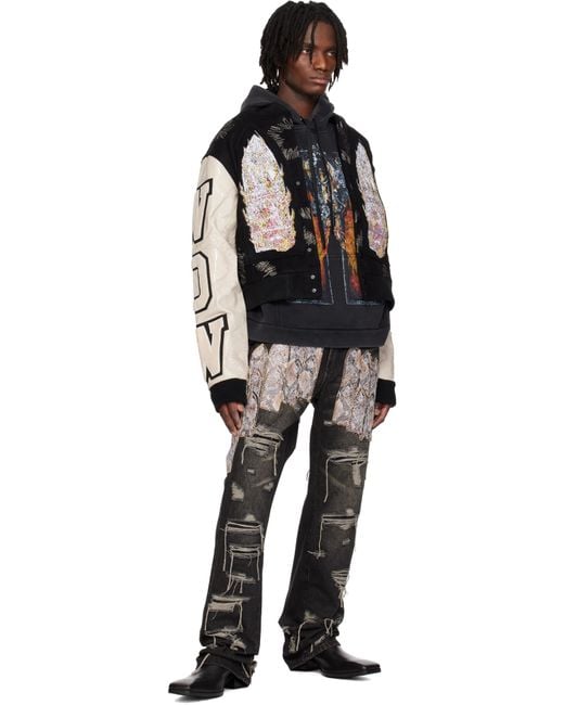 メンズ Who Decides War ブラック＆オフホワイト Namesake Varsity ボンバージャケット Black