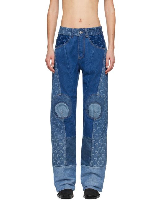 MARINE SERRE Blue Navy Regenerated Jeans