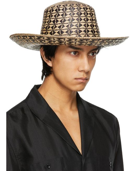 Saint Laurent Straw Maui Hat in Black 