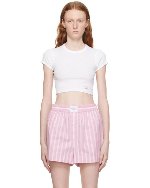 Alexander Wang Pink White Cropped T-shirt