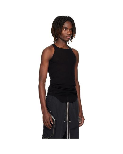 Rick Owens Black Temple Basic Rib Tank Top for men