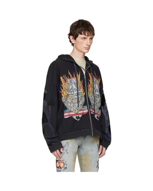 Who Decides War Black Engulfed Memories Zip Up Hoodie for men