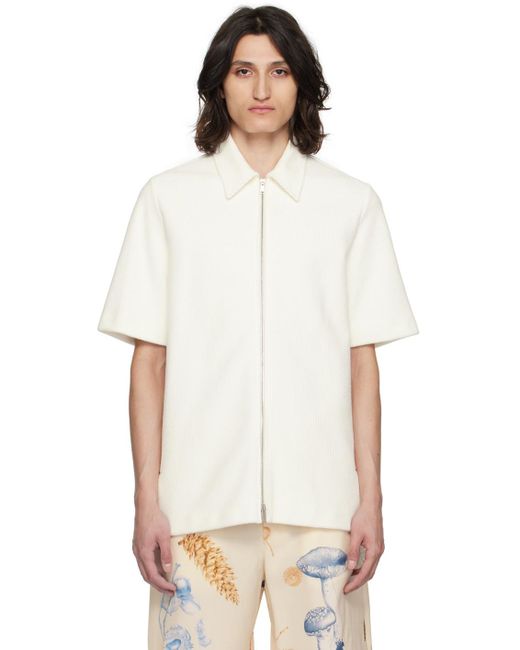 Jil Sander White Off- Zip Shirt for men