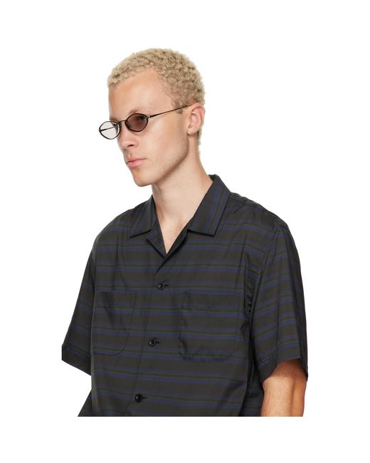 Jacquemus Brown Gunmetal Linda Farrow Edition 'The Bellini' Sunglasses for men