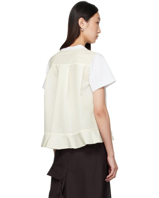 Sacai White Nylon Twill & Cotton Jersey T-Shirt