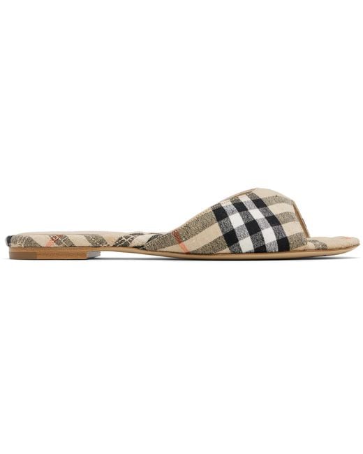 Burberry Natural Check Mews Slides